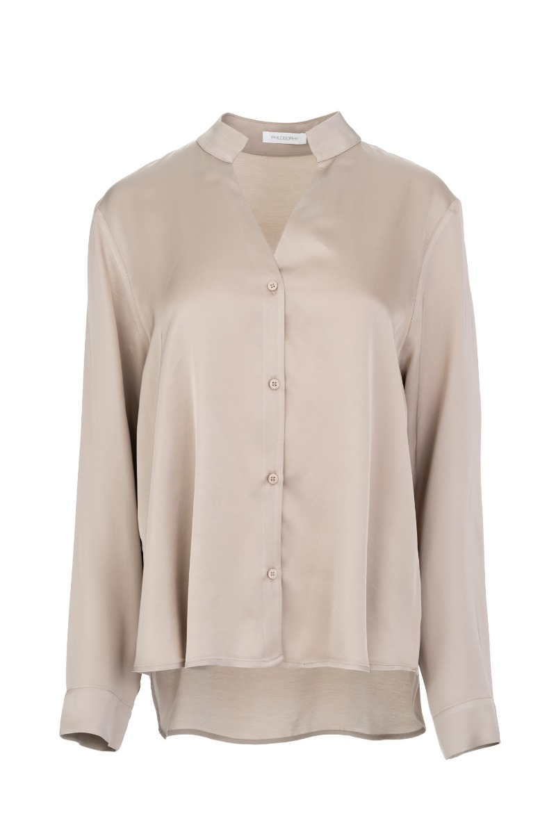 Philosophy Satin Ecovero Shirt SH77287 Μπέζ