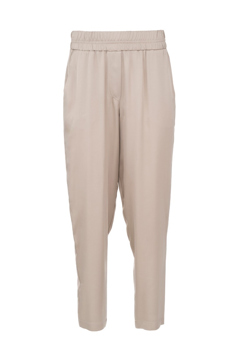 Philosophy Satin Ecovero Jogger Pants TR44491 Μπέζ