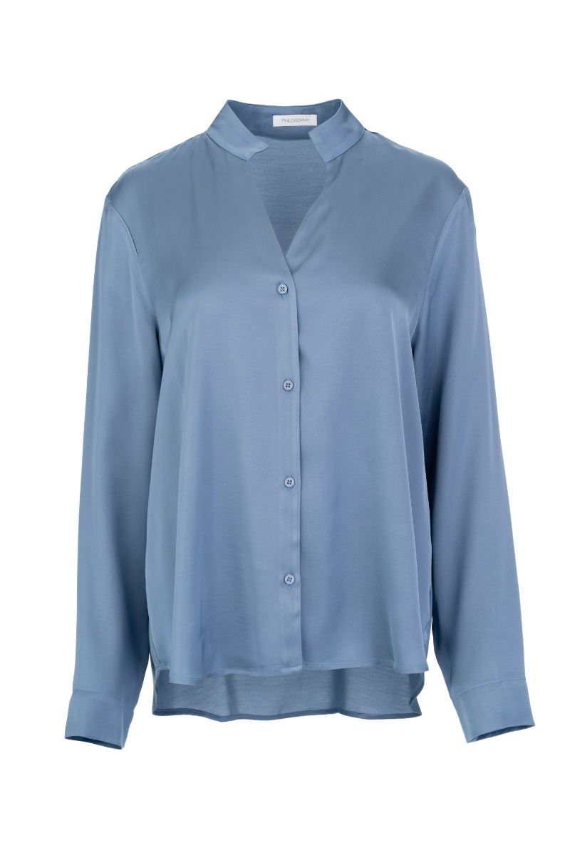Philosophy Satin Ecovero Shirt SH77287 Μπλέ