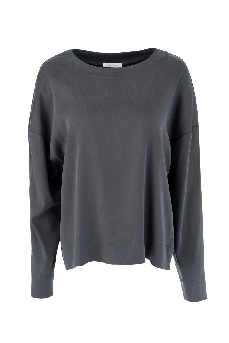 Philosophy Satin Sandwashed Top BL12088 Γκρι Μπεζ