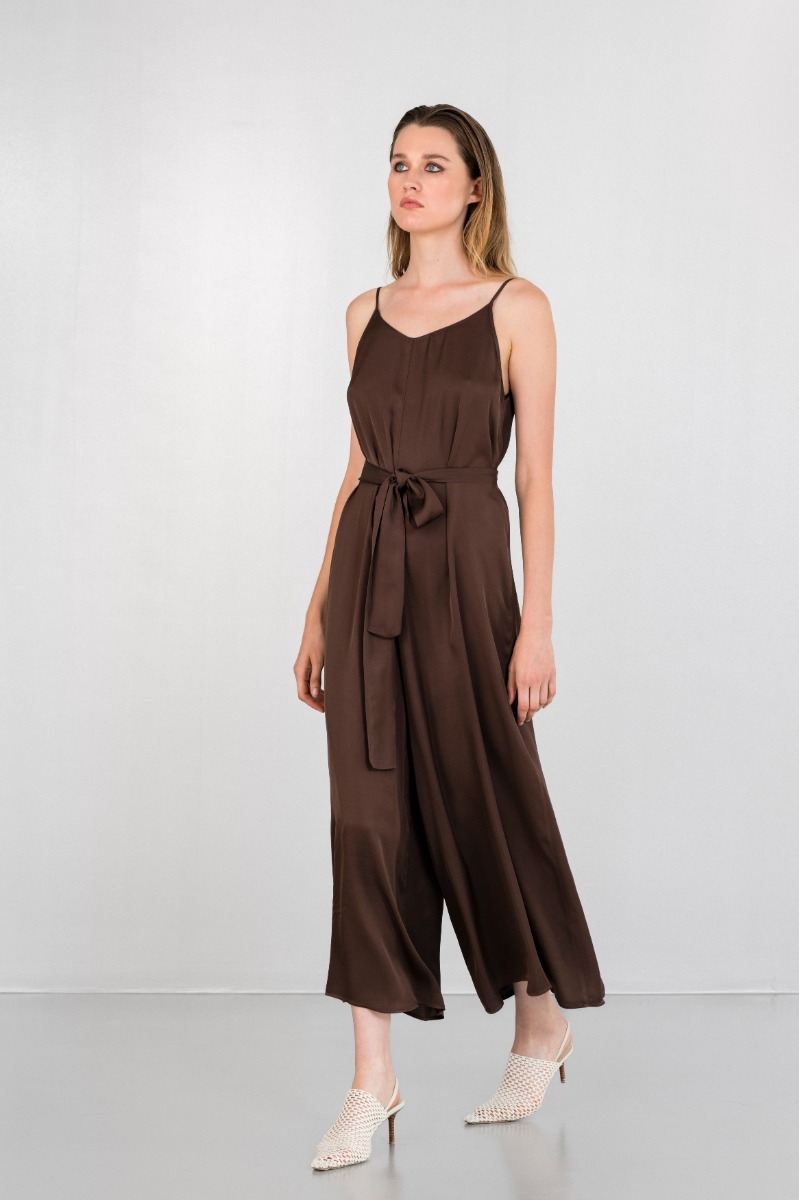 Philosophy Satin Fine Ecovero Jumpsuit JS6076 Καφέ φωτογραφία