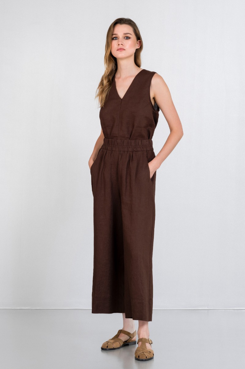 Philosophy Linen Jupe Culotte TR4514 Καφέ φωτογραφία