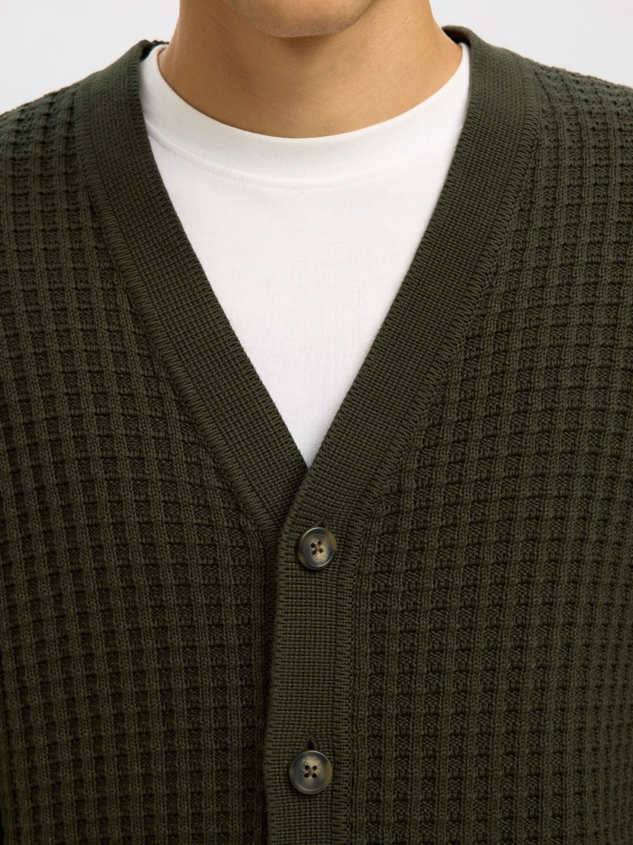 Selected Tom Ανδρική Structure V-Neck Ζακέτα 16099887 Χακί