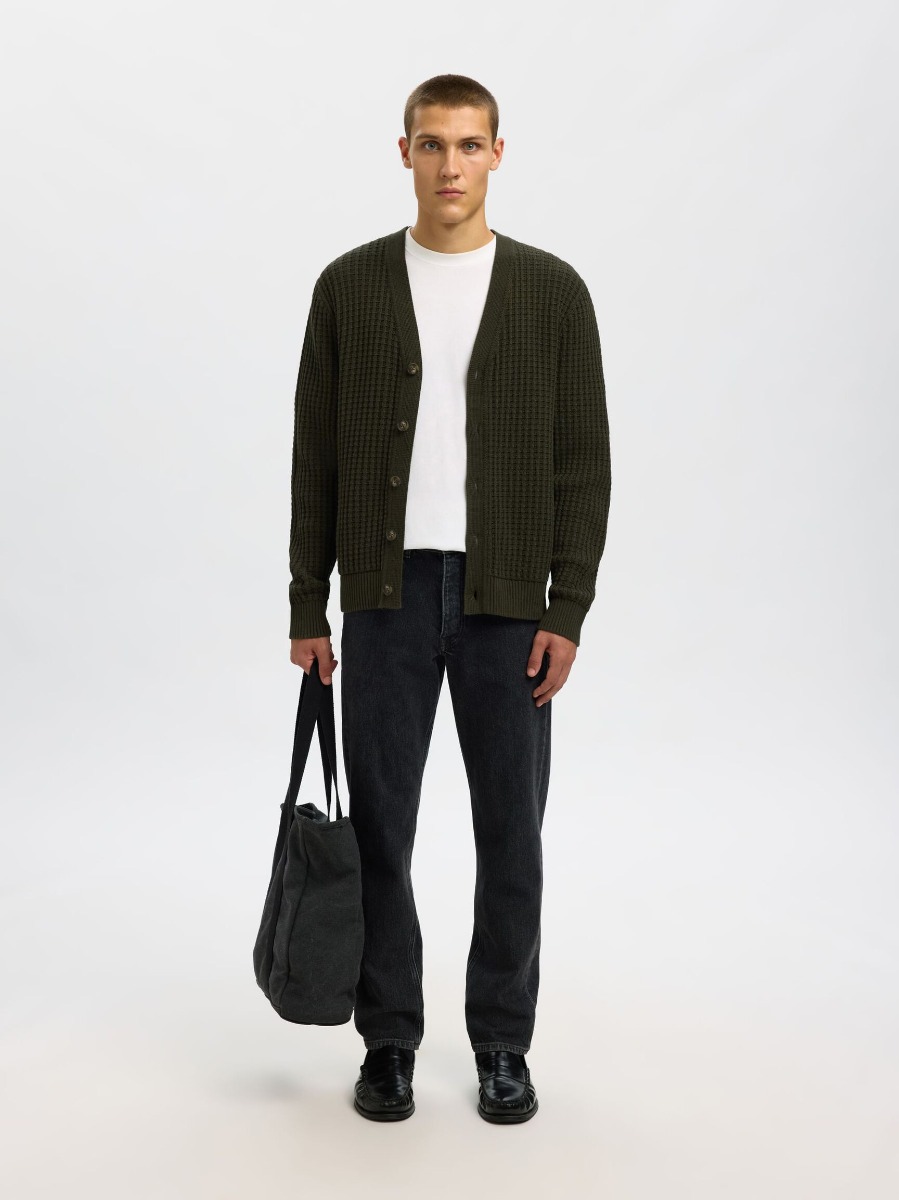 Selected Tom Ανδρική Structure V-Neck Ζακέτα 16099887 Χακί