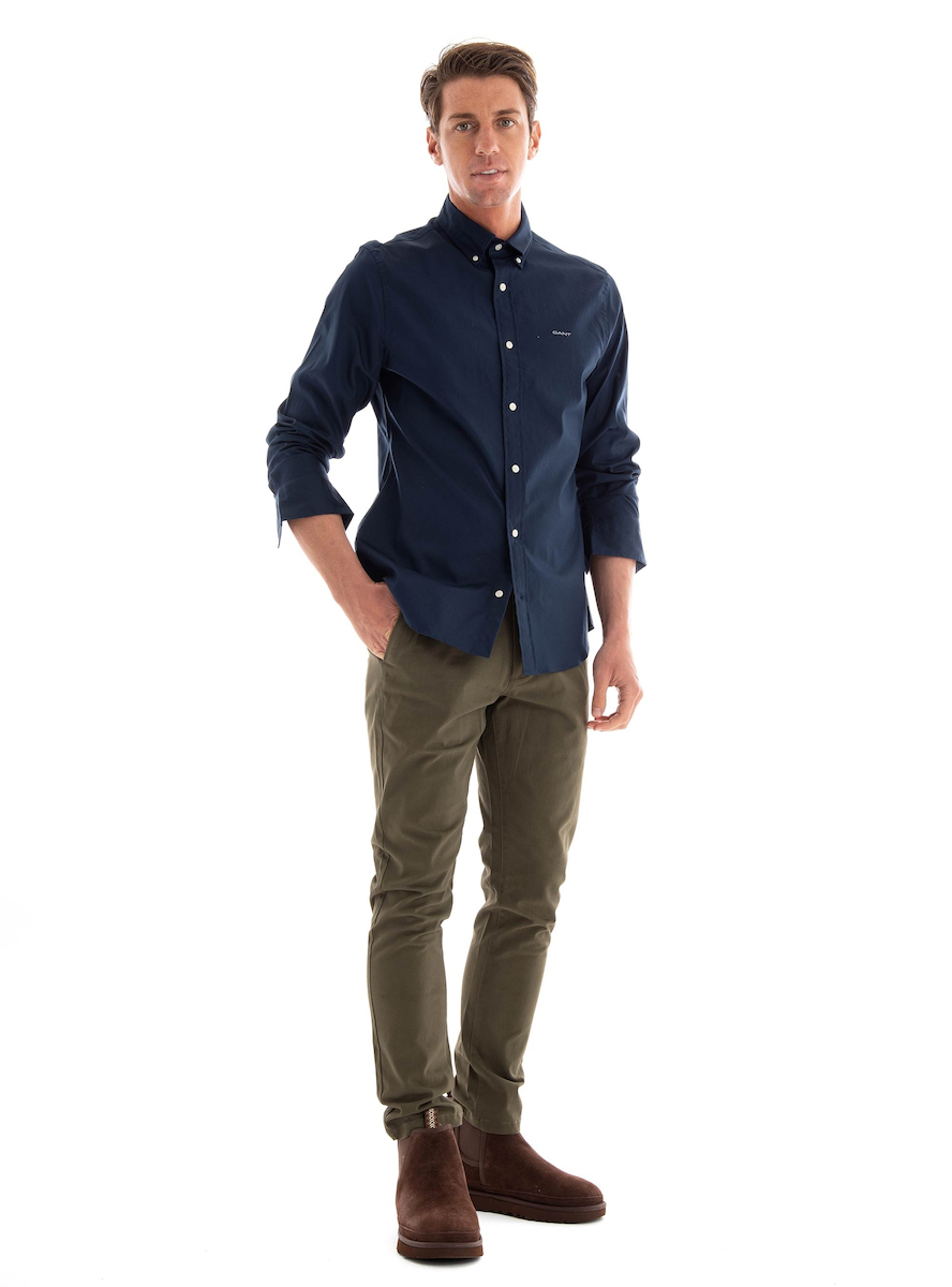 Gant Aνδρικό Slim Pinpoint Oxford Shirt 3000302 Σκούρο Μπλέ
