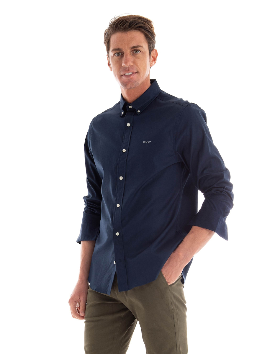 Gant Aνδρικό Slim Pinpoint Oxford Shirt 3000302 Σκούρο Μπλέ