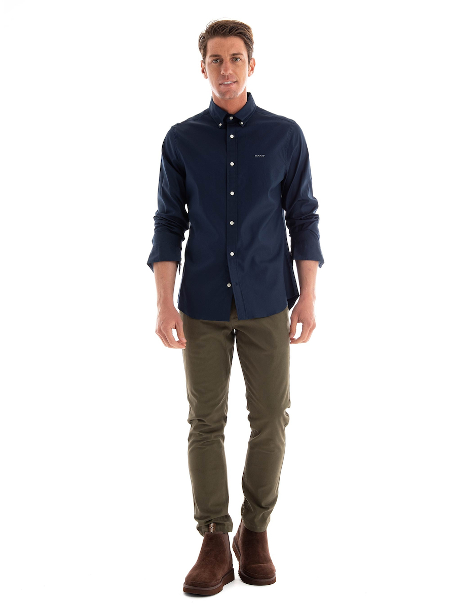 Gant Aνδρικό Slim Pinpoint Oxford Shirt 3000302 Σκούρο Μπλέ