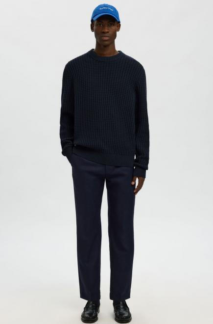 Selected Tom Ανδρικό Structure Crewneck Πλεκτό 16099207 Σκούρο Μπλέ