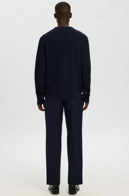 Selected Tom Ανδρικό Structure Crewneck Πλεκτό 16099207 Σκούρο Μπλέ