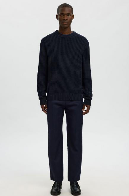 Selected Tom Ανδρικό Structure Crewneck Πλεκτό 16099207 Σκούρο Μπλέ