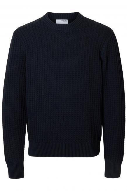 Selected Tom Ανδρικό Structure Crewneck Πλεκτό 16099207 Σκούρο Μπλέ