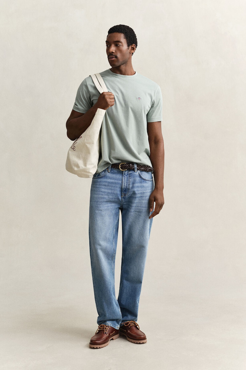 Gant Ανδρικό Reg Shield Κοντομάνικο T-Shirt 2003184 Σκούρο Γκρί