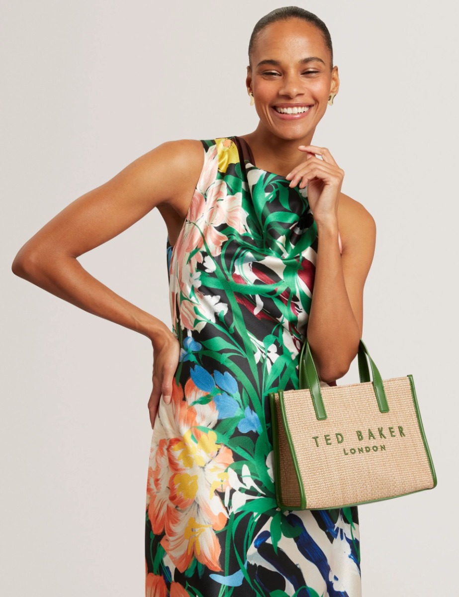 Ted Baker Paolina Faux Raffia Small Icon Bag 284037 Πράσινο φωτογραφία