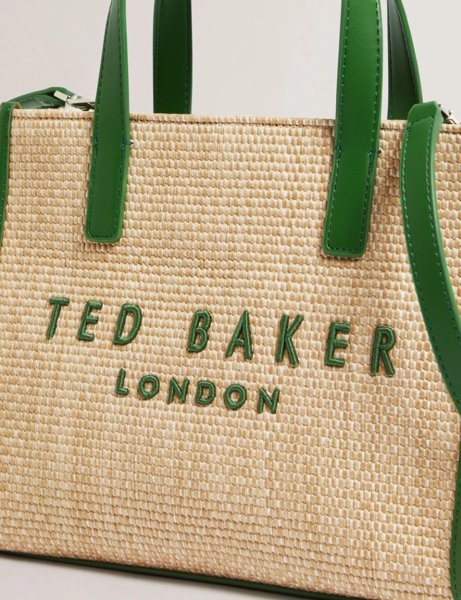 Ted Baker Paolina Faux Raffia Small Icon Bag 284037 Πράσινο φωτογραφία