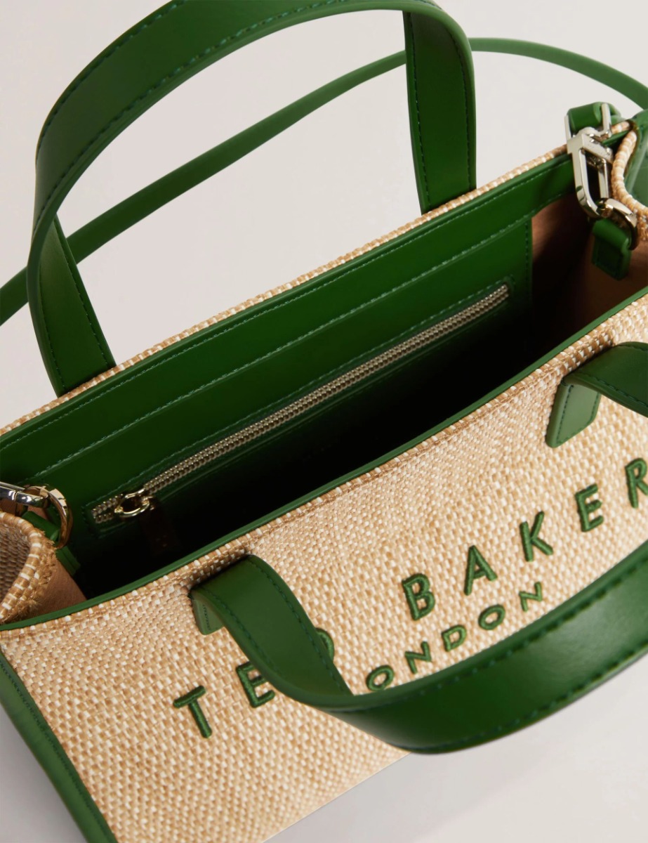 Ted Baker Paolina Faux Raffia Small Icon Bag 284037 Πράσινο φωτογραφία