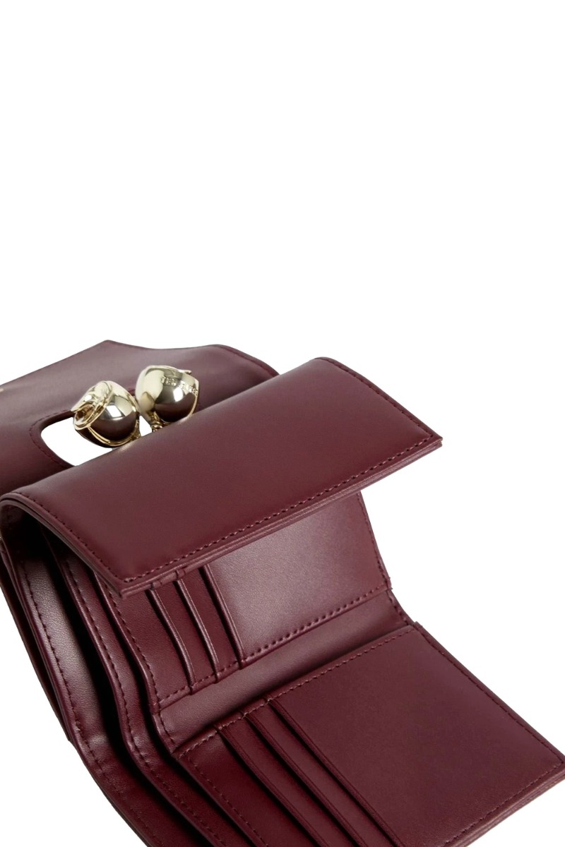 Ted Baker ROOSA Rose Detail Small Leather Bobble Purse 283899 Μαύρο