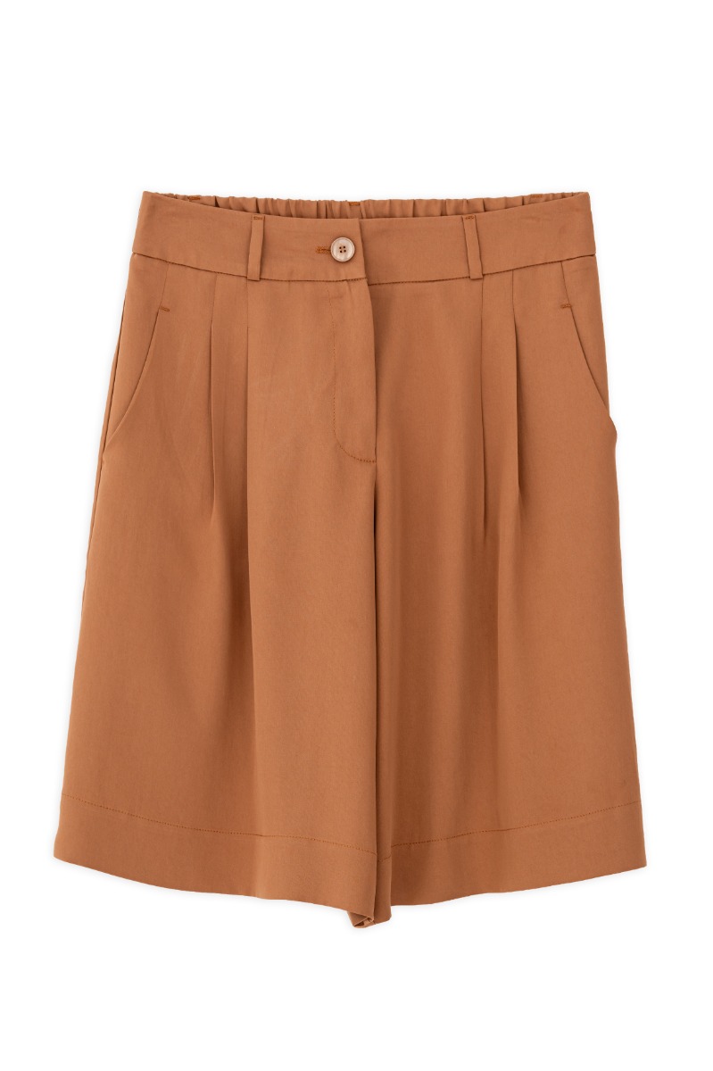 Philosophy Lyocell Pleated Shorts TR44585 Κάμελ