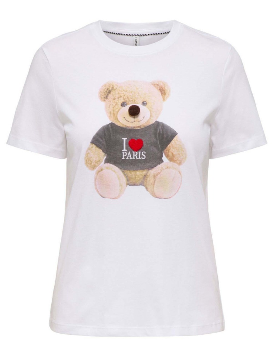 Only Teddy Γυναικείο Κοντομάνικο T-shirt 15369992 Λευκό