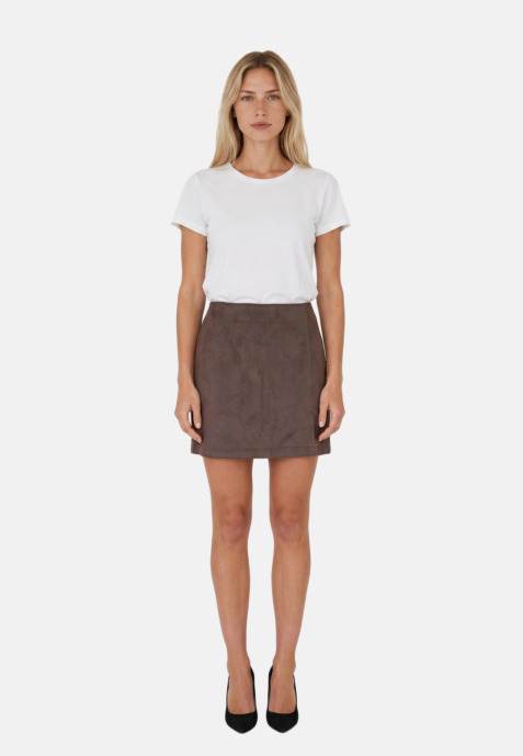 Only Carolina Faux Suede Skirt 15373315 Καφέ