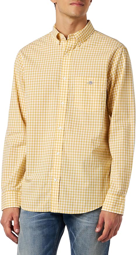 Gant Ανδρικό Regular Fit Καρό Πουκάμισο 3000120 Κίτρινο