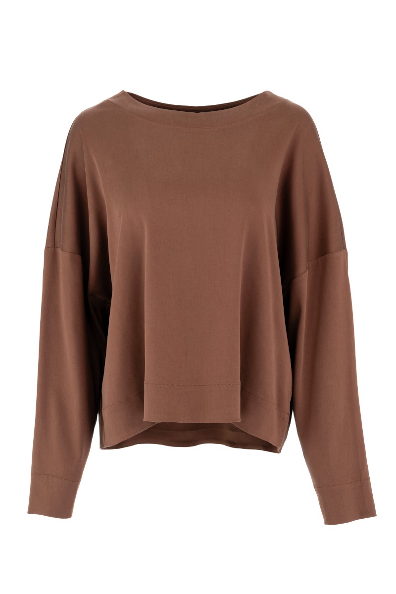 Philosophy Satin Sandwashed Top BL12088 Καφέ