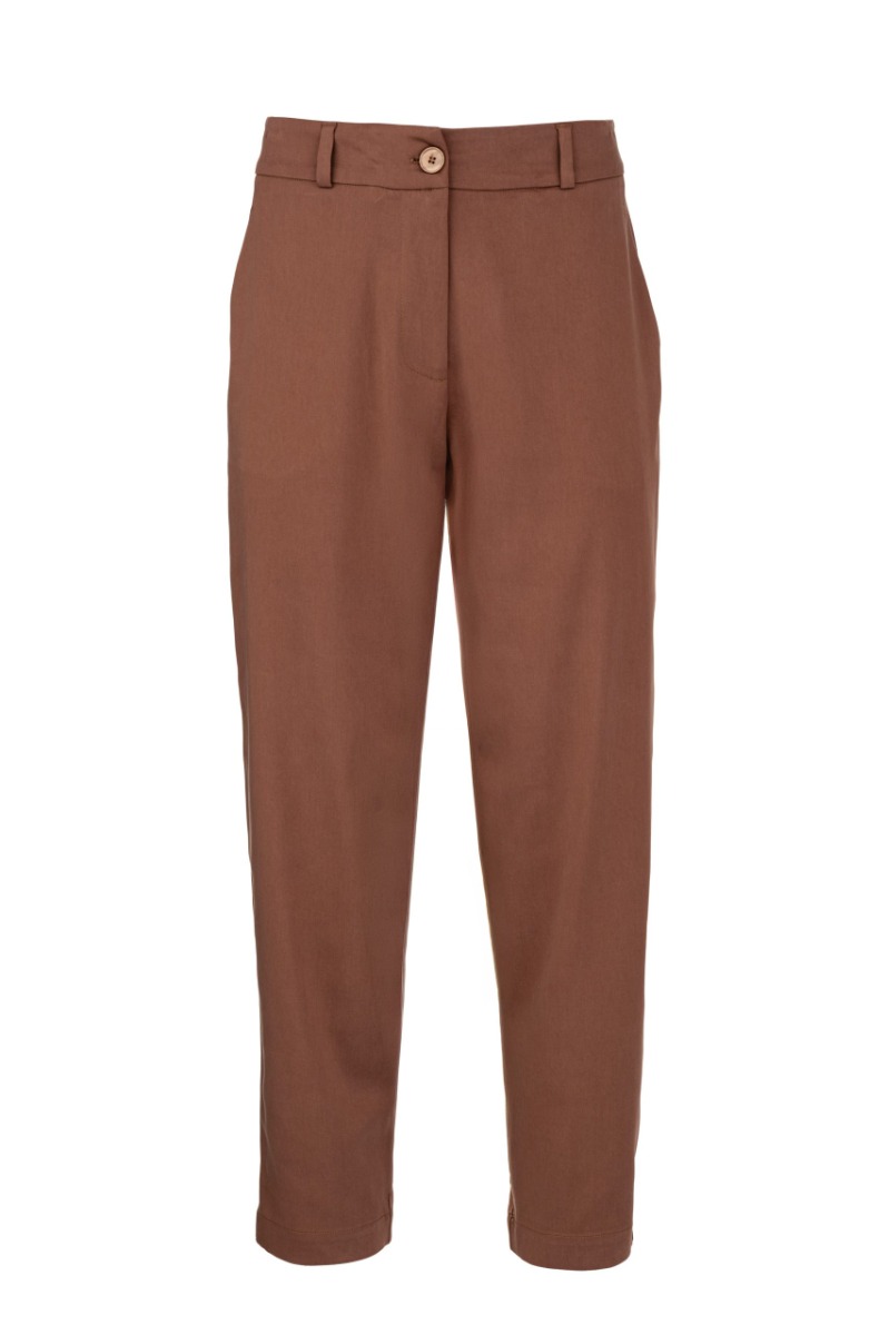 Philosophy Satin Sandwashed Regular Pants TR44631 Καφέ