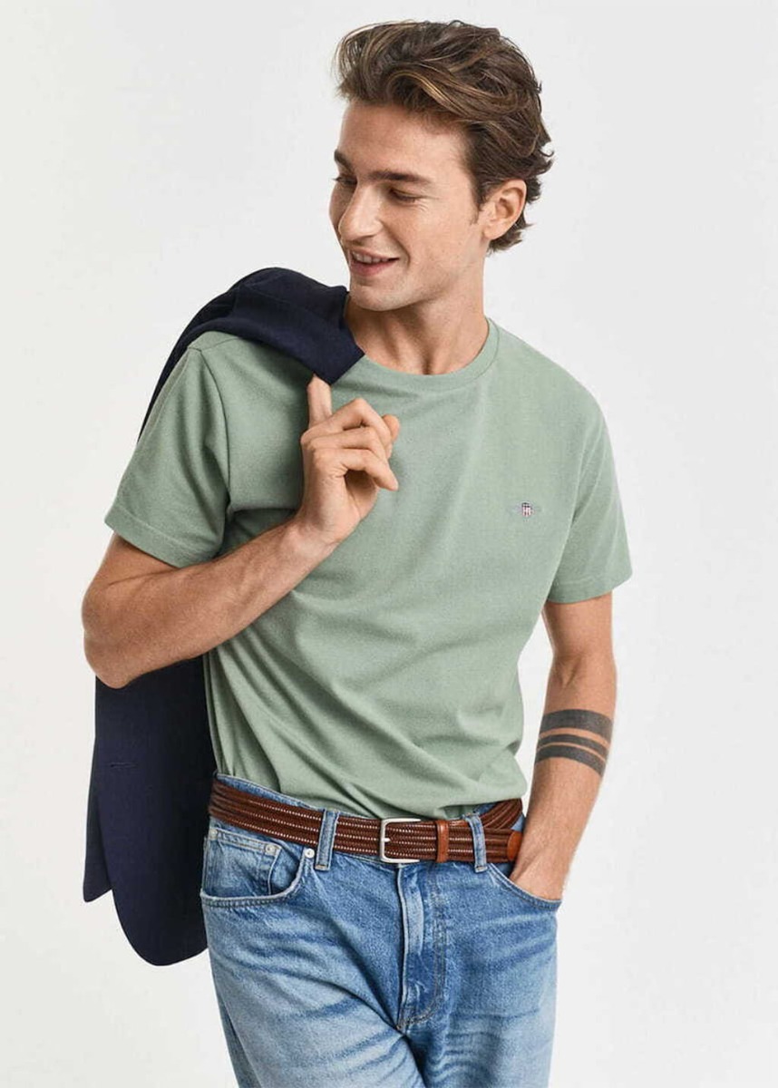 Gant Ανδρικό Pique Slim Fit Κοντομάνικο T-Shirt 2013033 Πράσινο