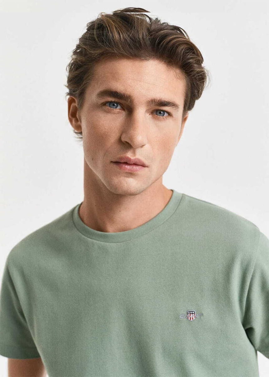 Gant Ανδρικό Pique Slim Fit Κοντομάνικο T-Shirt 2013033 Πράσινο