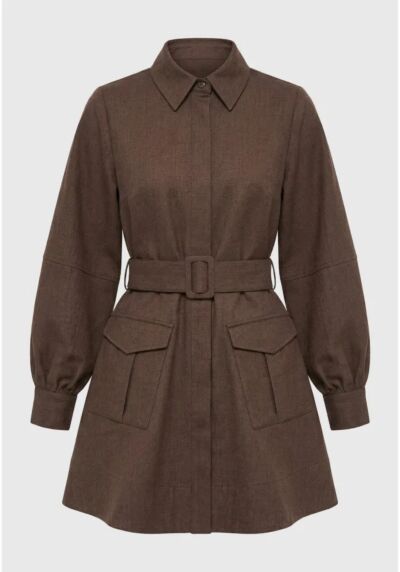 Funky Buddha Γυναικείο mini shirt dress utility με ζώνη FBL014-118-13