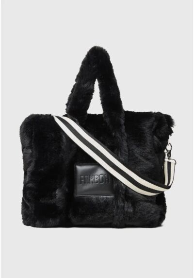Funky Buddha Γυναικεία γούνινη τσάντα tote με ριγέ ιμάντα ώμου FBL014-408-10