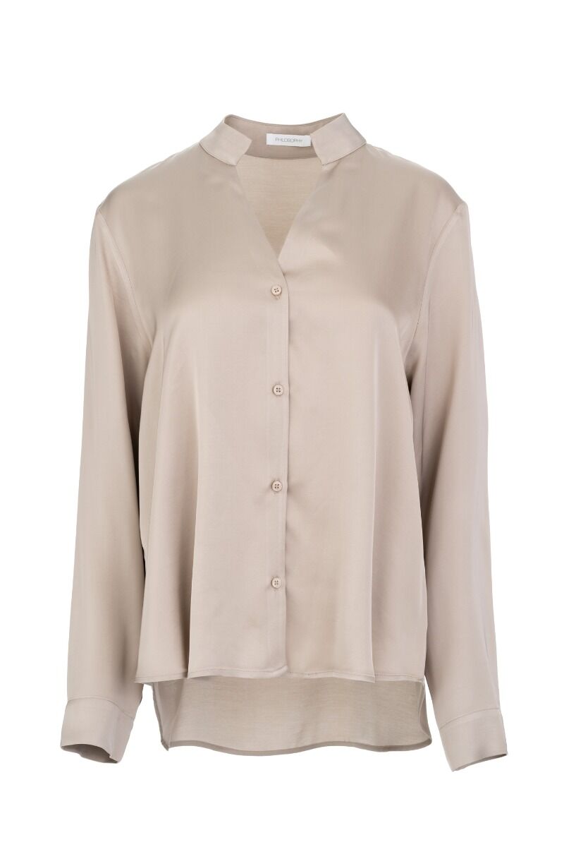 Philosophy Satin Ecovero Shirt SH77287 Μπέζ