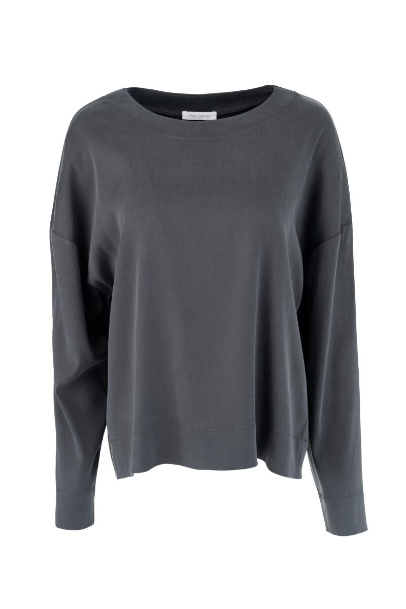 Philosophy Satin Sandwashed Top BL12088 Γκρι Μπεζ