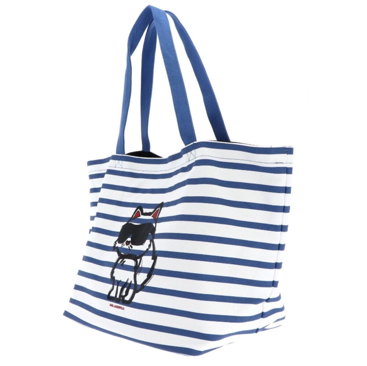 KARL LAGERFELD Ikon Print Stripe Shopper White And Blue Stripes A2W50025