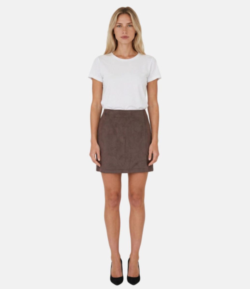 Only Carolina Faux Suede Skirt 15373315 Καφέ