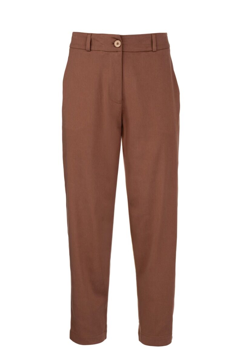 Philosophy Satin Sandwashed Regular Pants TR44631 Καφέ