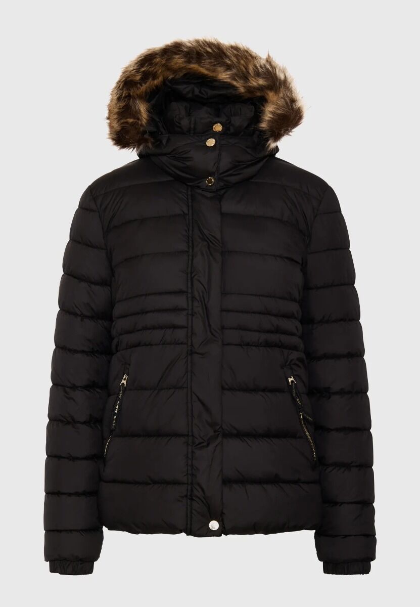 Funky Buddha Γυναικείο Καπιτονέ Puffer Μπουφάν με Αποσπώμενη Γούνα FBL010-100-01