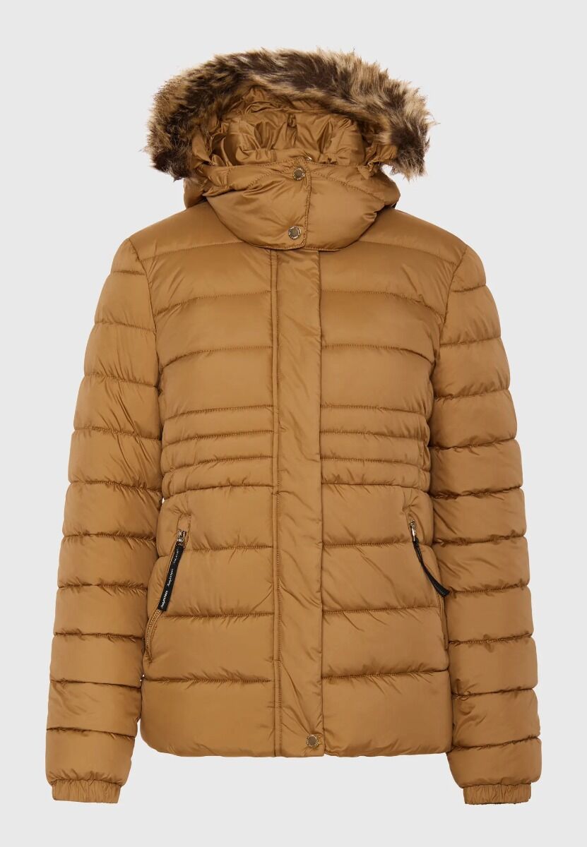 Funky Buddha Γυναικείο Καπιτονέ Puffer Μπουφάν με Αποσπώμενη Γούνα FBL010-100-01