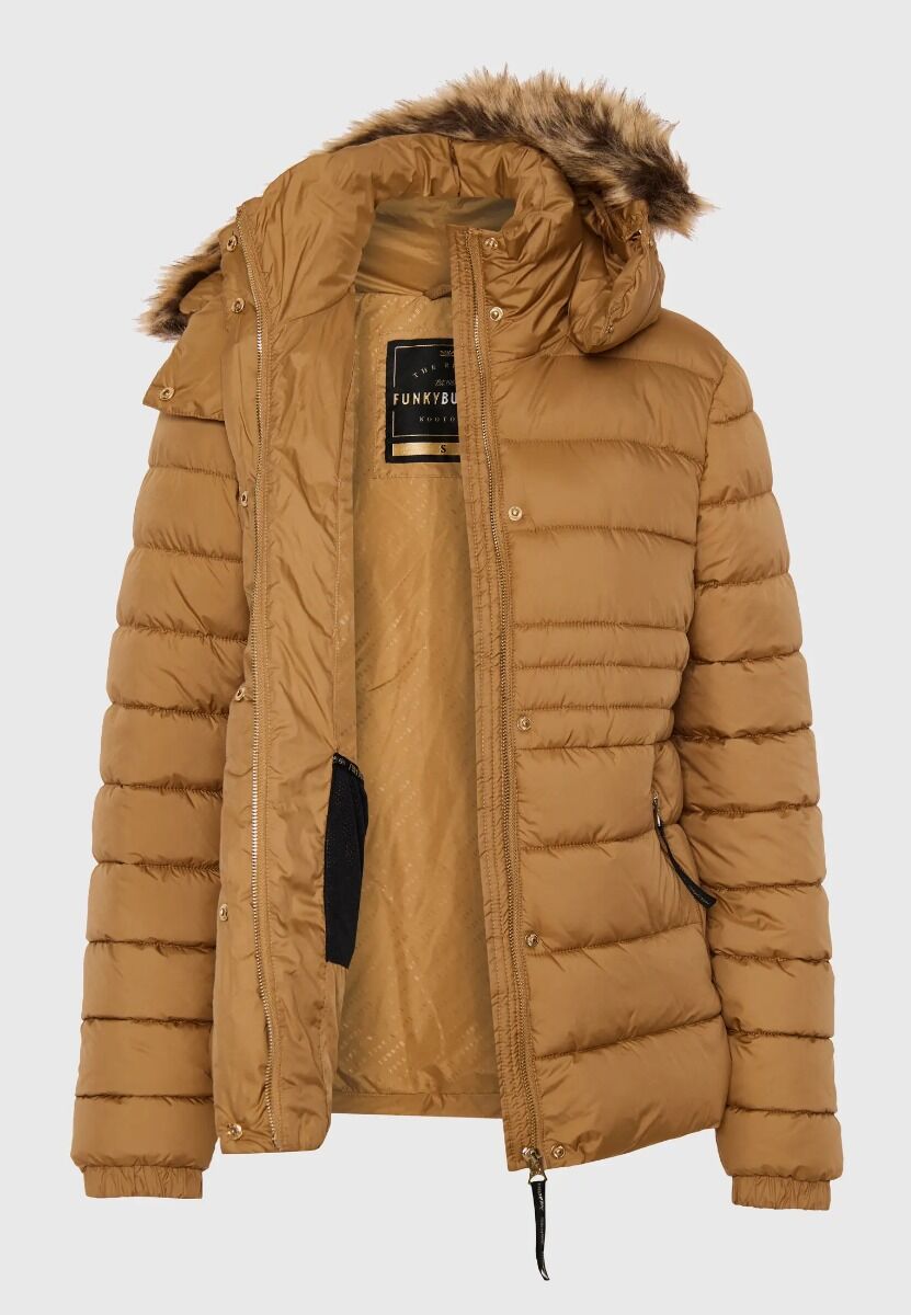 Funky Buddha Γυναικείο Καπιτονέ Puffer Μπουφάν με Αποσπώμενη Γούνα FBL010-100-01