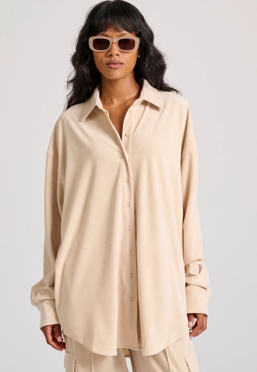 Funky Buddha Γυναικείο Oversized Βελουτέ Πουκάμισο FBL010-106-05