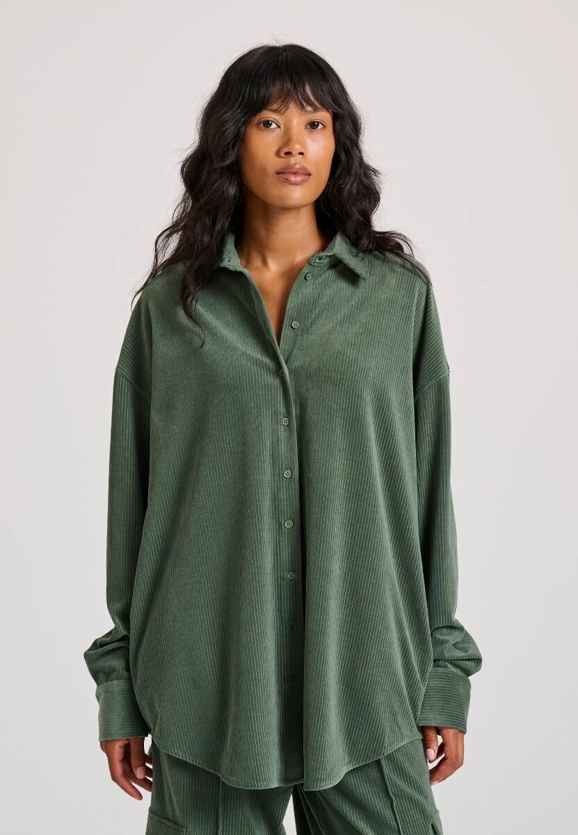 Funky Buddha Γυναικείο Oversized Βελουτέ Πουκάμισο FBL010-106-05