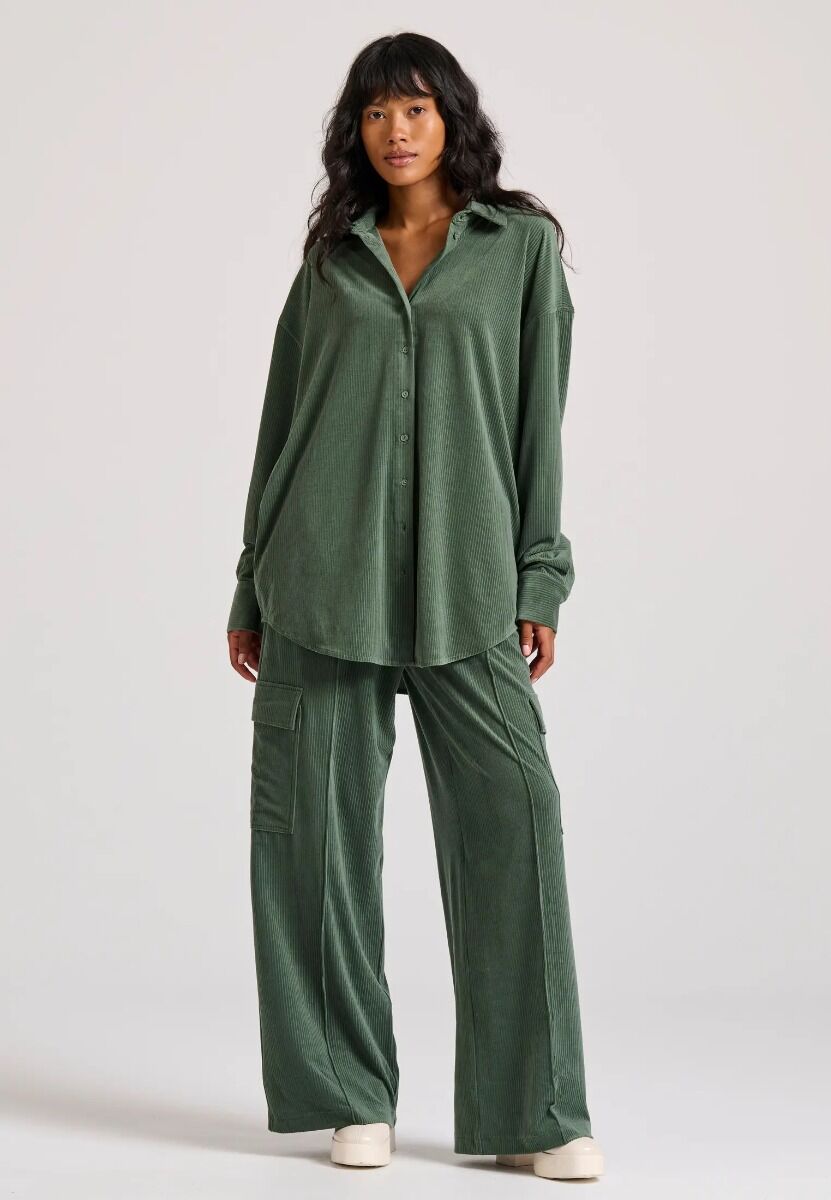 Funky Buddha Γυναικείο Oversized Βελουτέ Πουκάμισο FBL010-106-05