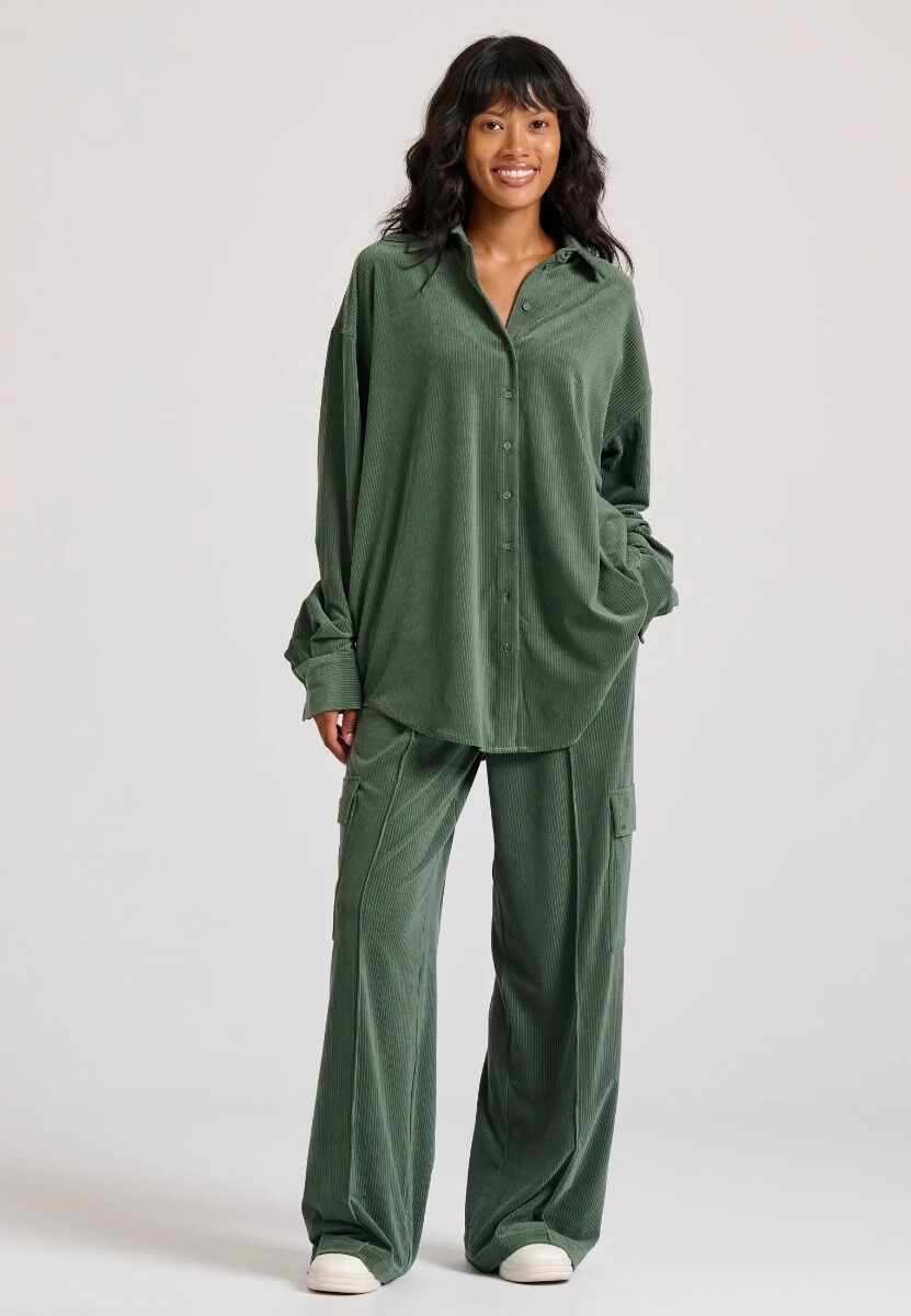 Funky Buddha Γυναικείο Oversized Βελουτέ Πουκάμισο FBL010-106-05