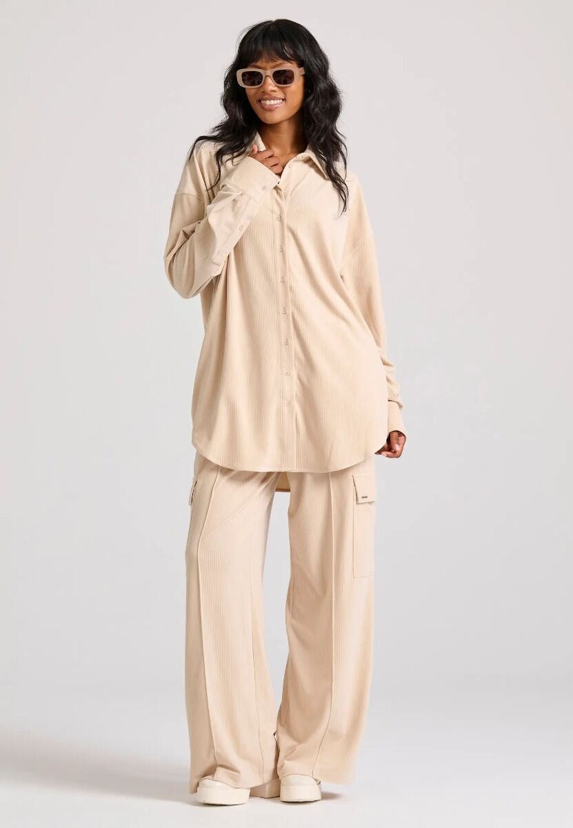 Funky Buddha Γυναικείο Wide Leg Cargo Βελουτέ Παντελόνι FBL010-117-02