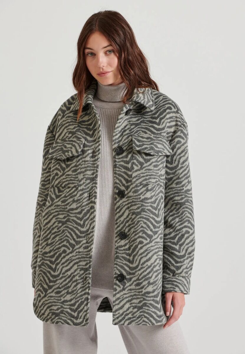 Funky Buddha Γυναικείο Oversized Casual Jacket Ζακάρ Ύφανση FBL010-118-01
