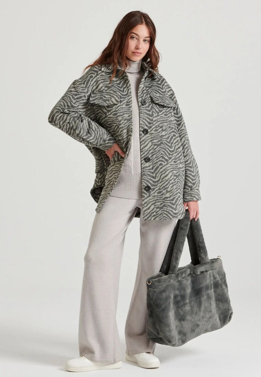 Funky Buddha Γυναικείο Oversized Casual Jacket Ζακάρ Ύφανση FBL010-118-01