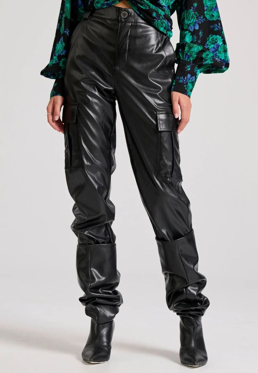 Funky Buddha Γυναικείο Cargo Παντελόνι Δερματίνη FBL010-119-02