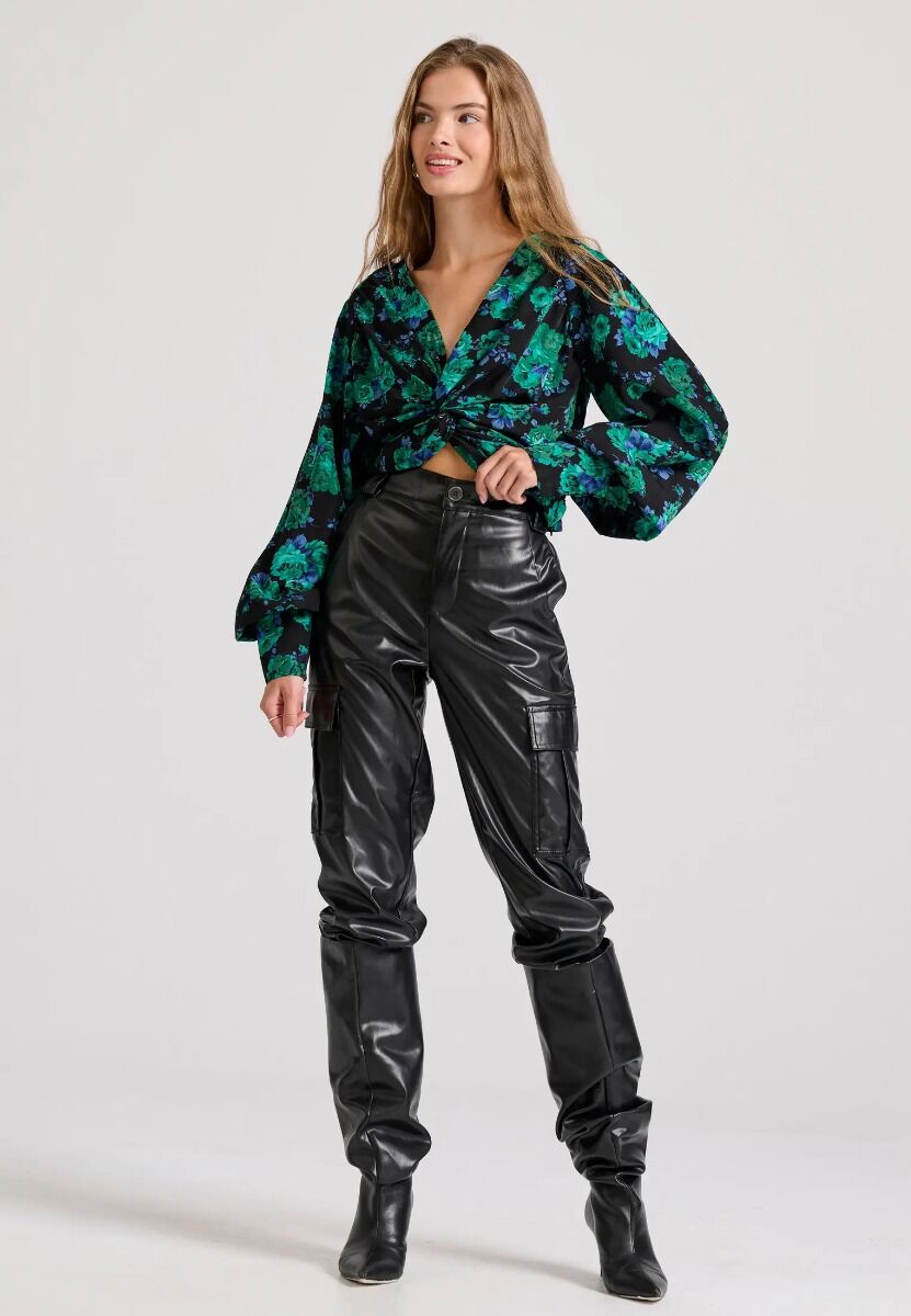 Funky Buddha Γυναικείο Cargo Παντελόνι Δερματίνη FBL010-119-02