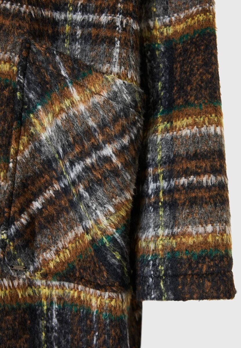 Funky Buddha Γυναικείο Wool Blend Καρό Παλτό FBL010-121-01