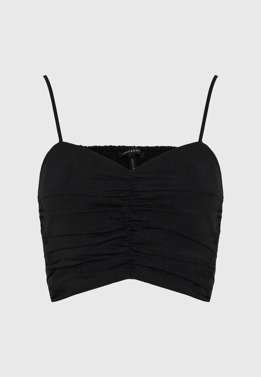 Funky Buddha Γυναικείο Εφαρμοστό Cropped Τοπ FBL013-123-17 Μαύρο