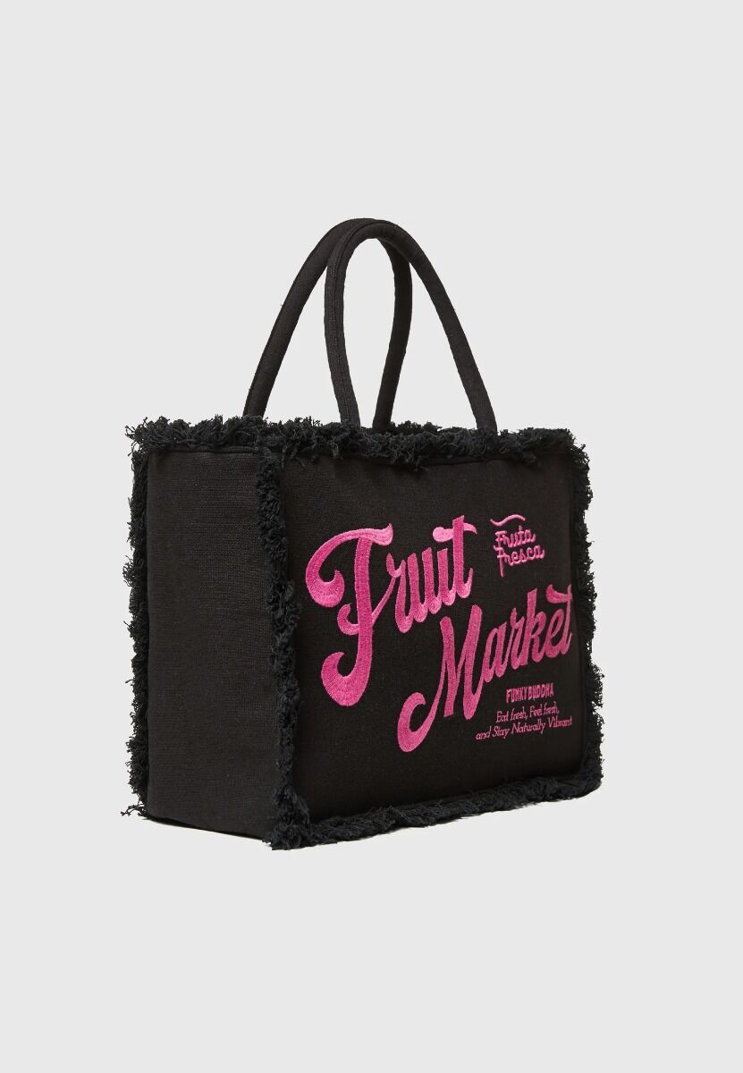 Funky Buddha Τσάντα Παραλίας Fruit Market με Κρόσια και Κέντημα FBL013-124-10